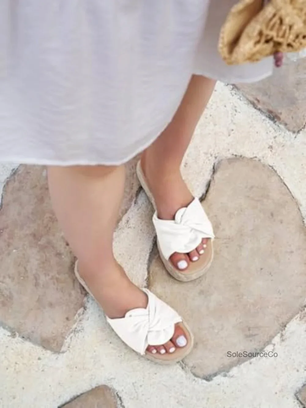 Woven Espadrille Wedge Sandals, Bow Slip-On Slides, Cushioned Beach Platform